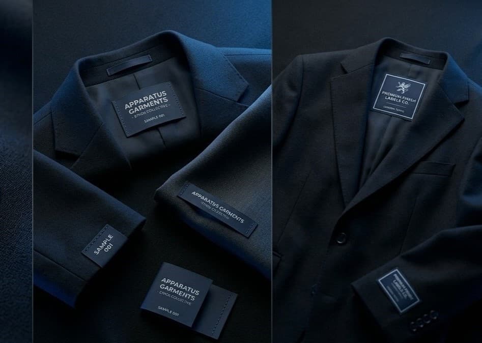 Premium high-density damask woven main label sample