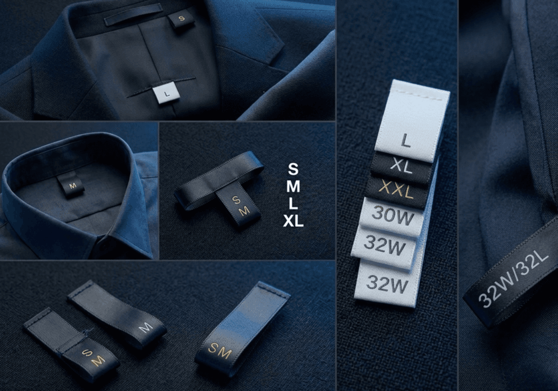Woven size label loop fold sample