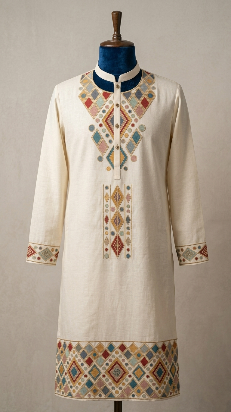 Complete Suit with Neckline, Cuff, and Placket Patterns